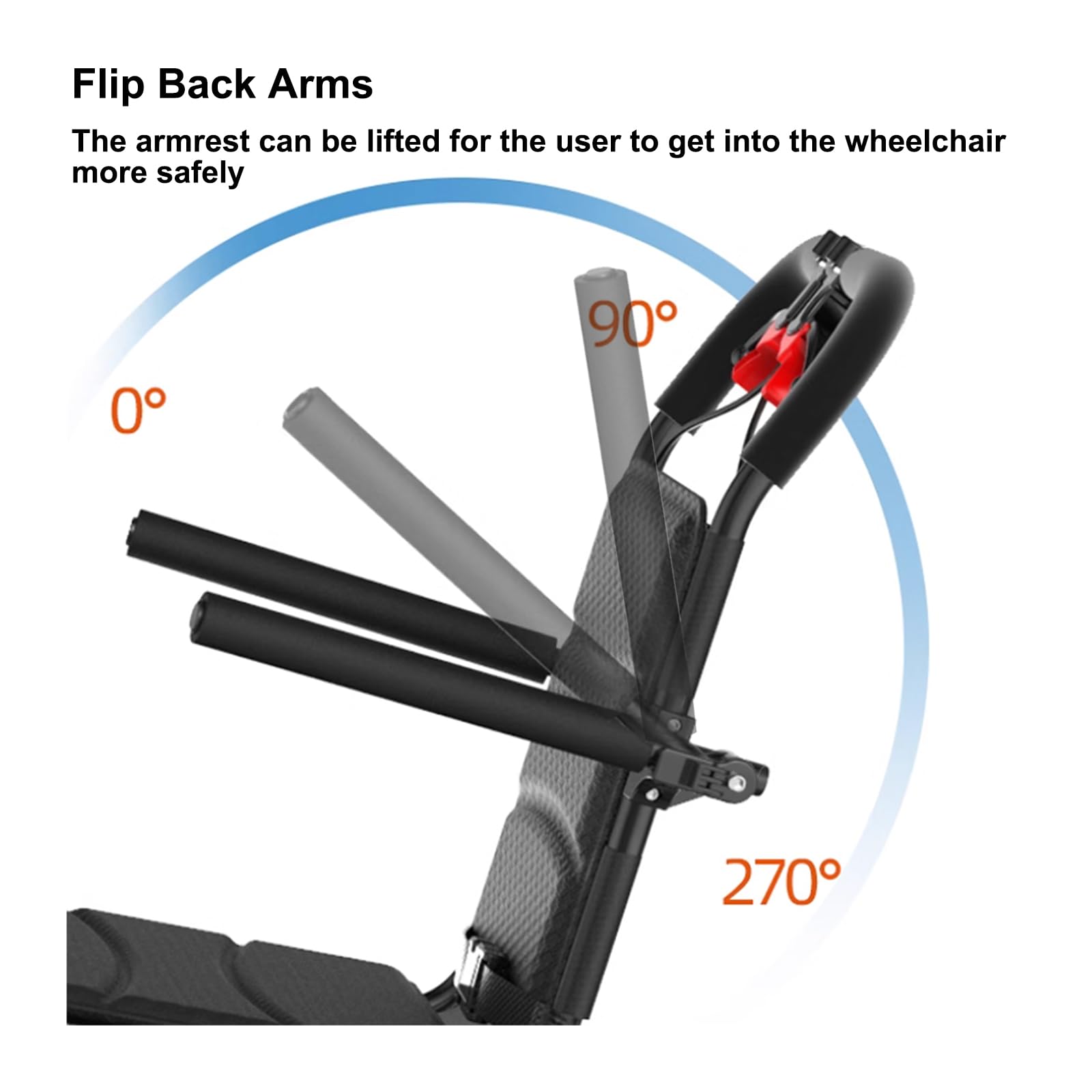 Silla de ruedas de aluminio para viajes, Silla de viaje plegable portátil, Asiento 45 cm, para transporte, traslado, Ligera(12“ wheels,Orange)