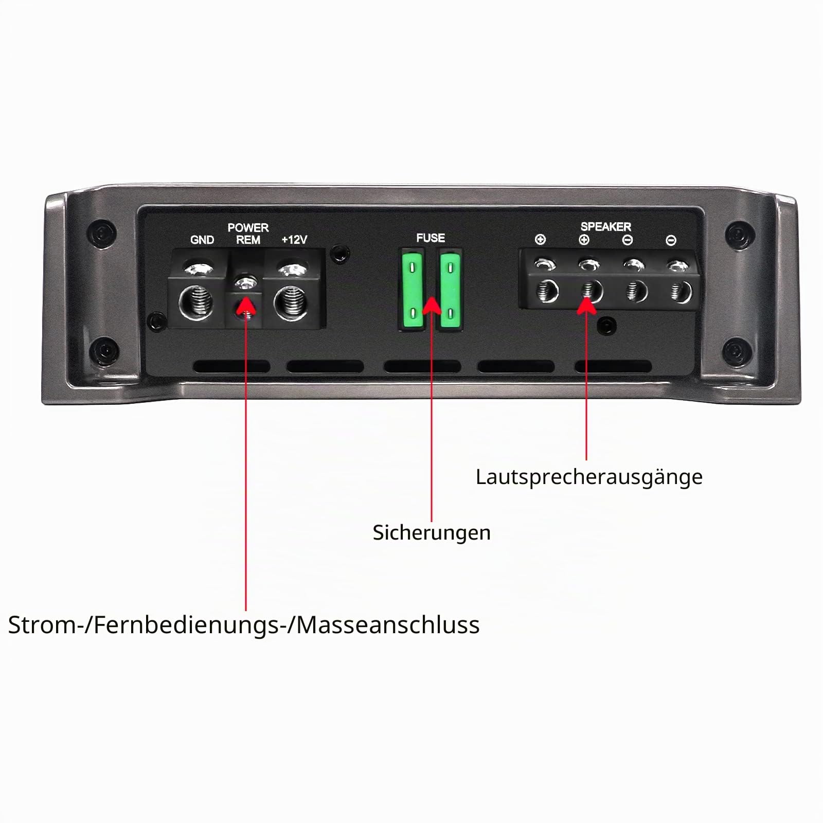 RECOIL RED600-1 1-Kanal Auto-Verstärker (Monoblock) für Subwoofer – 1320 Watt Class D, 1 Ohm stabil – mit Bass-Fernbedienung
