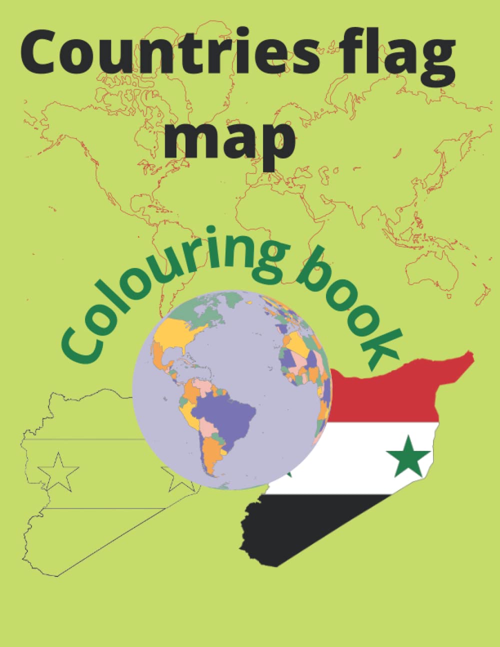 Countries flag map colouring book