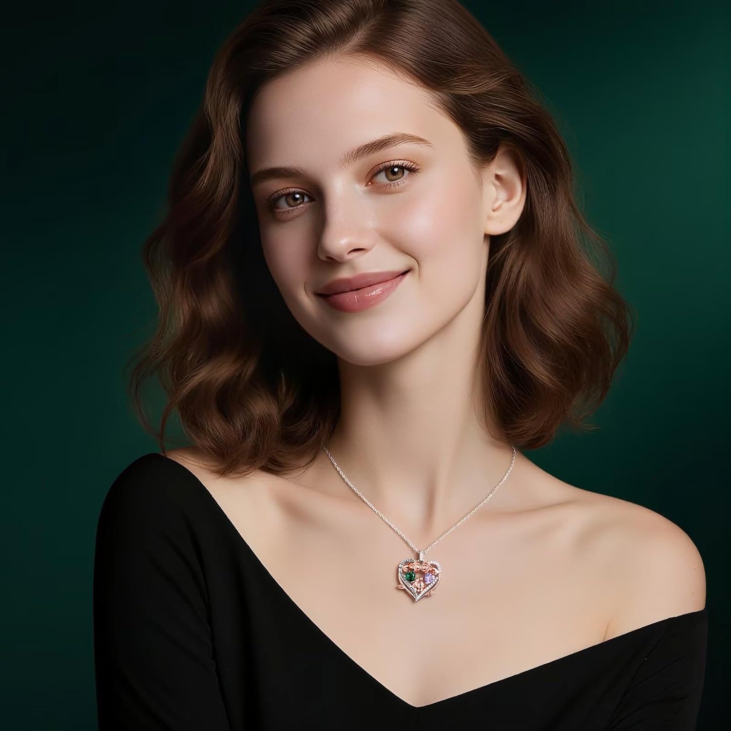 Iefil Anniversary Women Gifts for Wife - 925 Sterling Silver Double Heart Birthstone Necklace, Anniversary Birthday Gifts for Women Wife Girlfriend - Image 3