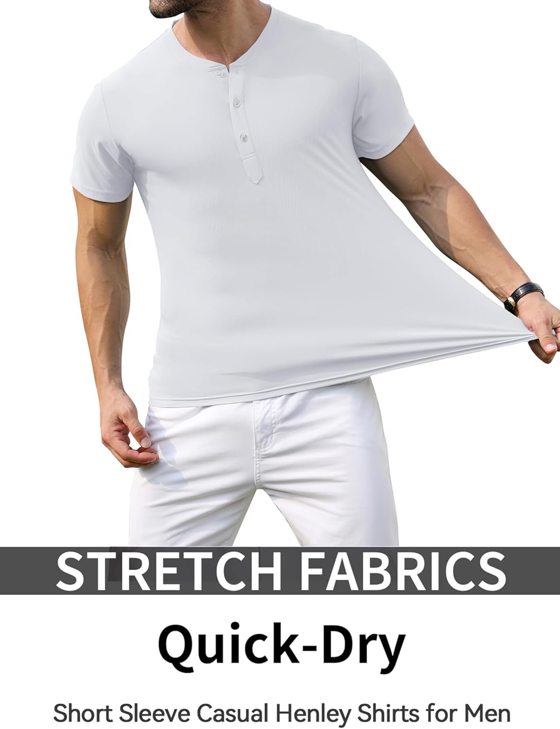 PEGENO Men's Henley Shirts Short Sleeve Moisture Wicking Quick Dry Casual Workout Athletic Golf Shirts - Image 4