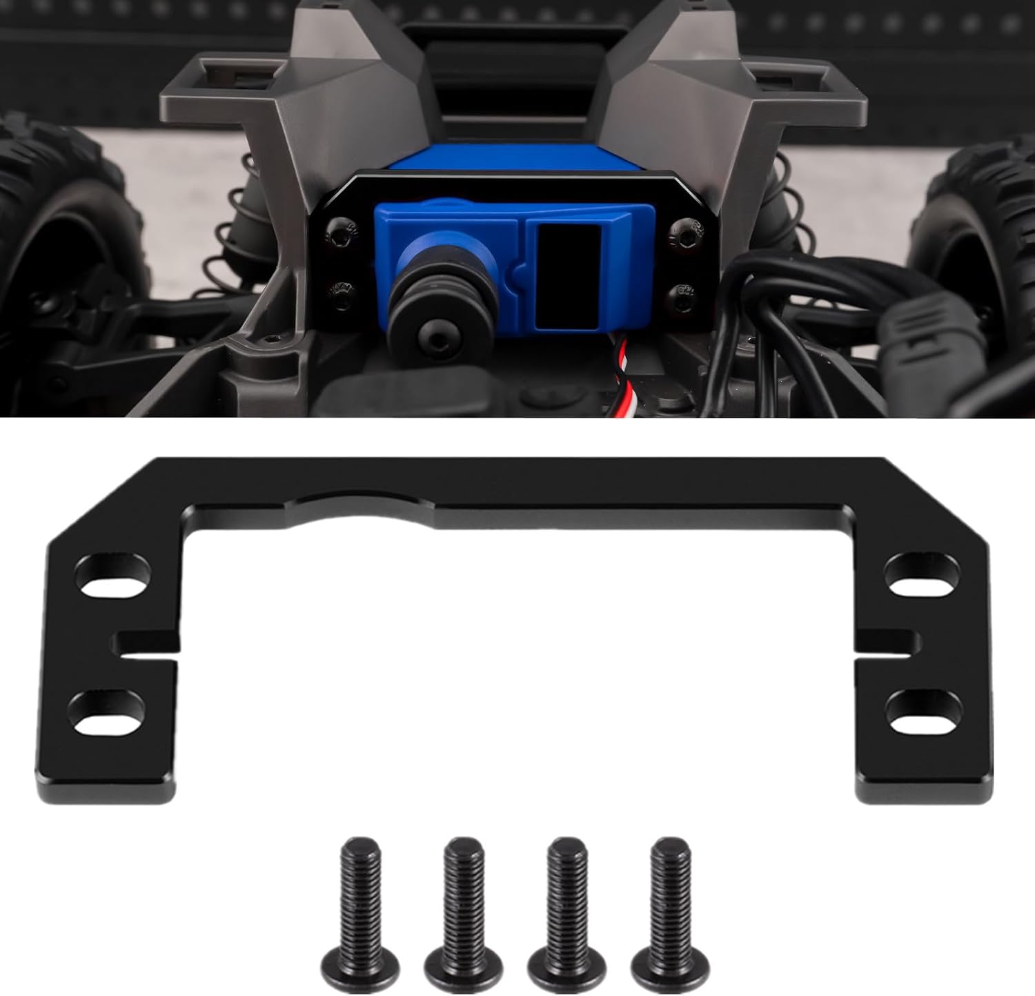 RC Aluminum Steering Servo Mount Fixed Holder Bracket for Tra-xxas Mini Maxx 2S 1/16 RC Car Upgrades Parts (Black)