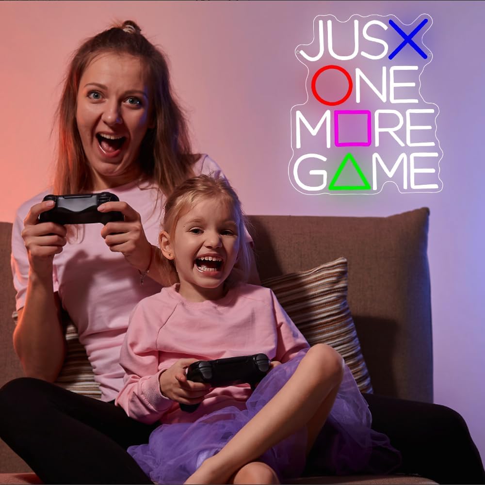Gamer Neon Sign for Wall Decor,Gaming LED Light Sign,Just One More Game Backdrop for Boys Bedroom Video Game Room Club Party Man Cave,Best Gift for Teens Boys Men USB Powered(14.2"*12.3") - Image 5