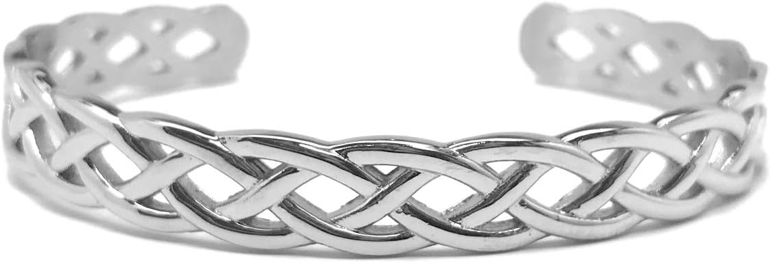 Loralyn Designs Stainless Steel Silver Braided Infinity Cuff Bangle Bracelet Adjustable