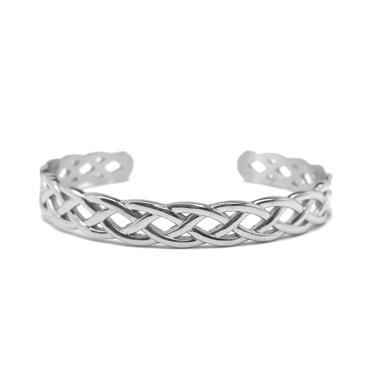 Loralyn DesignsStainless Steel Silver Braided Infinity Cuff Bangle Bracelet Adjustable