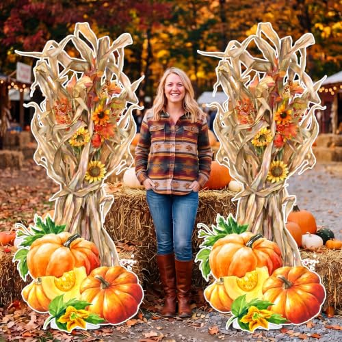 Capoda 2 Pack 71 Inch Corn Stalk Fall Stand Up Cardboard Cutouts Decor