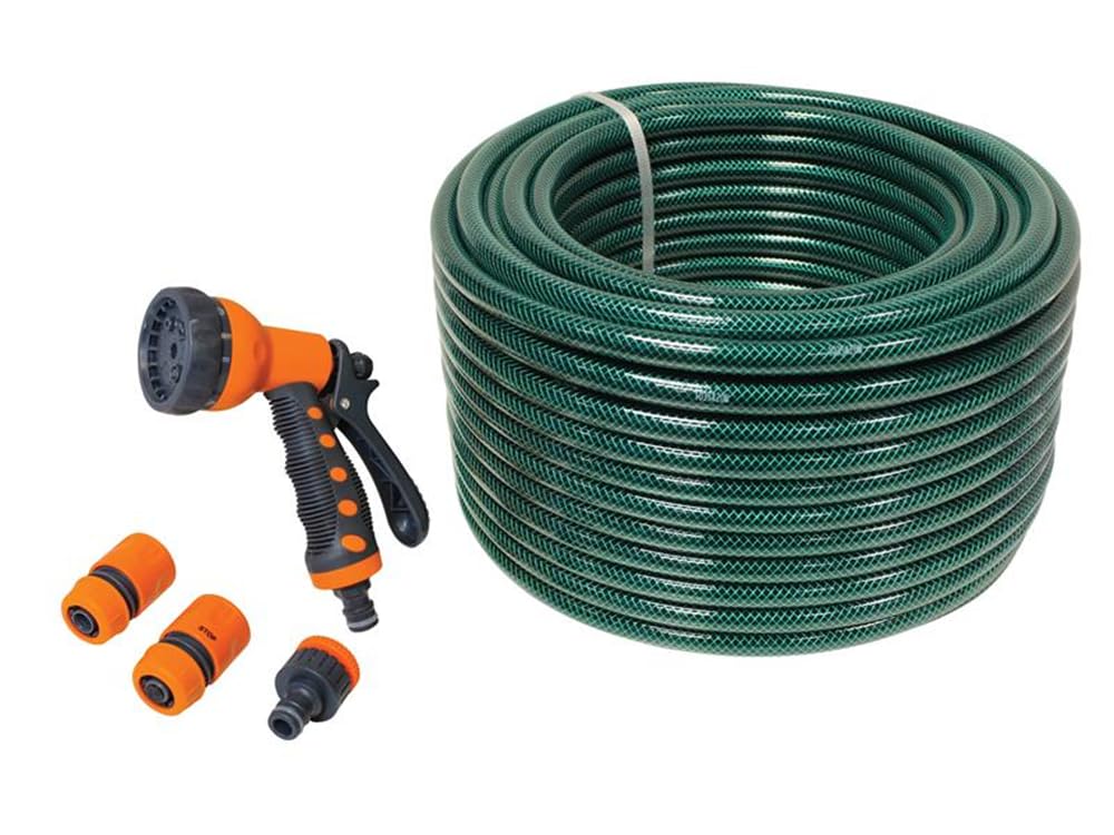 Faithfull FAIHOSE50AV Hose Kit 50M with 3 Fittings and Multipattern Spray Gun