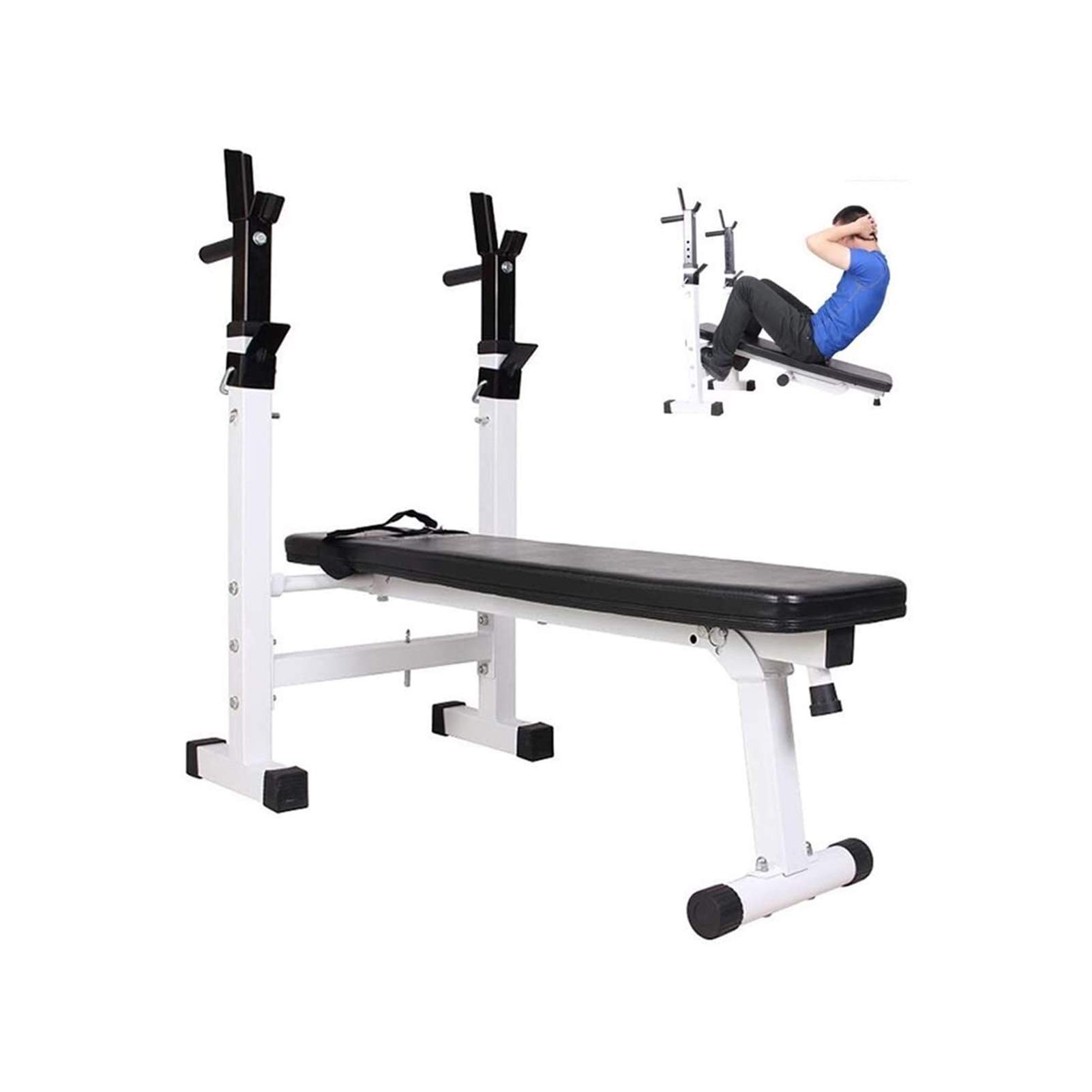 AYCDL Dumbbell Bench Strength Training Exercise Bench Adjustable Fitness Benches Folding Squat Rack Multifunctional,Fat Burning,White-110 * 29.5 * 190cm