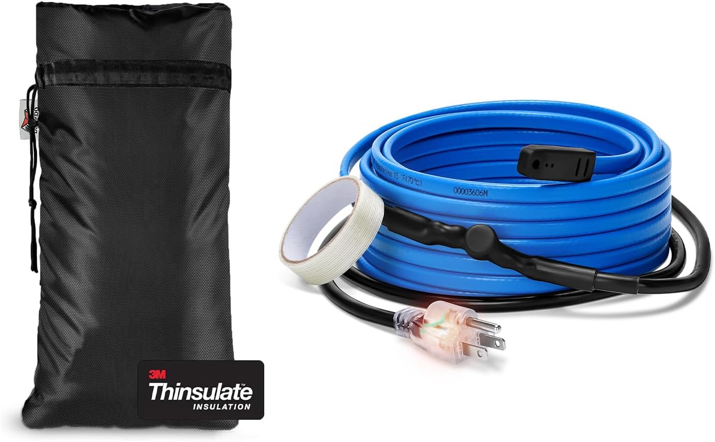 Sprinkler Cover for Winter, Black + Pipe Heating Cable