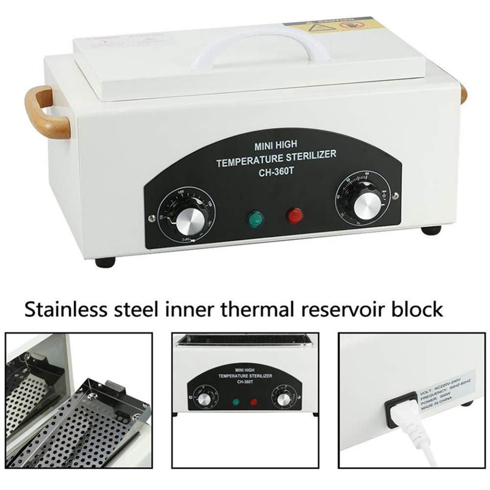 300W Calor Alto Temperatura Esterilizador Caja Mini Desinfección Gabinete para Uñas Manicura Herramienta Facial Piel Belleza Salón Limpieza Equipo (220 ℃)