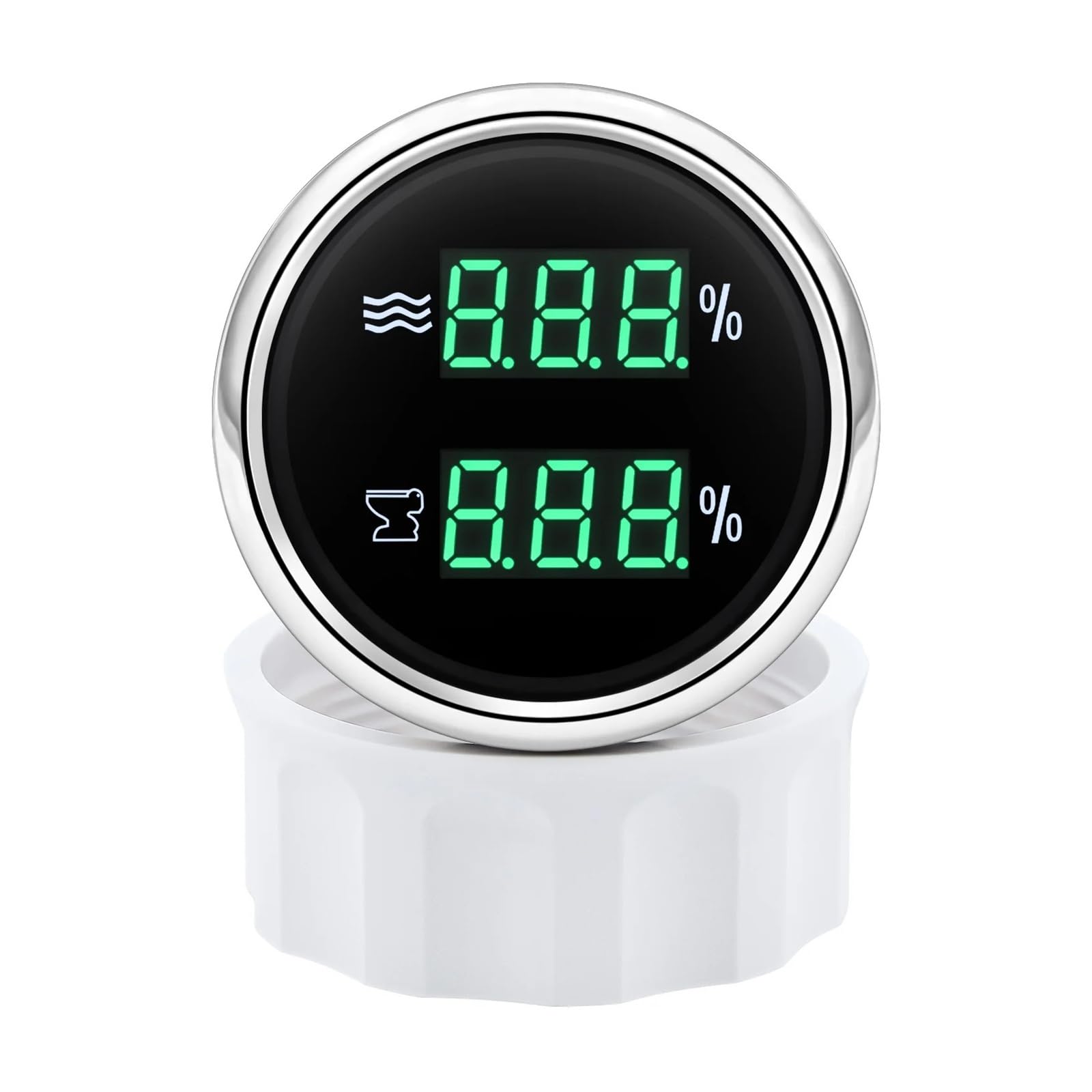 2IN1 Dual 52mm Messgerät mit grüner LED, digitaler Wasserstand + Abwasserpegelmesser for Autos mit Blitzalarm 0-190 Ohm, 240-33 Ohm, 0-90 Ohm Klare Messwerte(BB)
