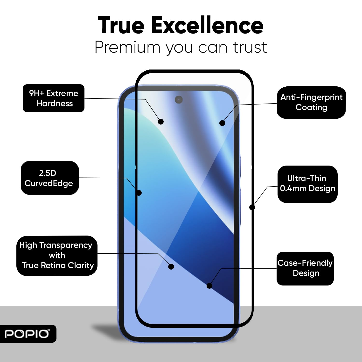 POPIO Military-Grade Gorilla Tempered Glass For Pixel 10A | 9H Hardness, Edge-to-Edge, Bubble-Free — Amazon image 3