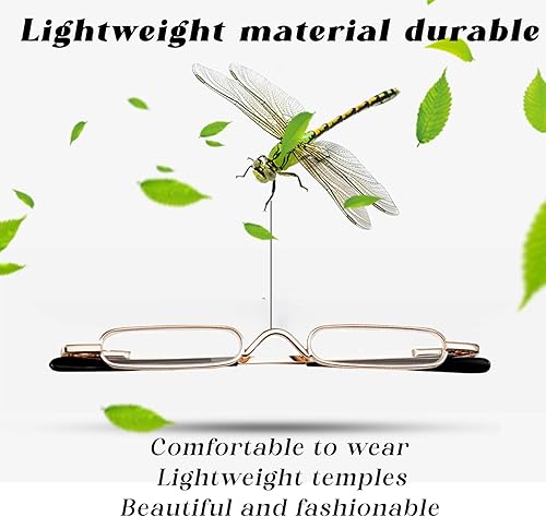 Miniatura 3 de 2 pares de anteojos de lectura delgados de metal de tamaño bolsillo tu elegante compañero de viaje para mujeres y hombres +1.0 (dorado)
