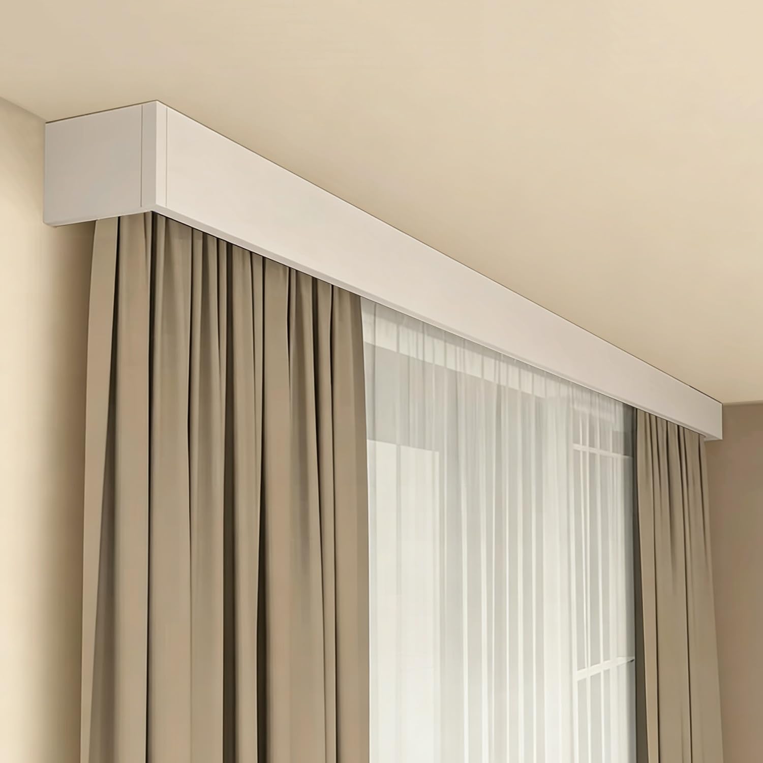 Ensemble de rideaux 3 en 1 en aluminium pour installation au plafond ou au mur dans le salon et la chambre à coucher