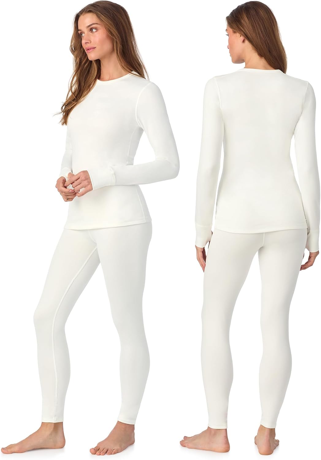 Cuddl Duds Womens Heavyweight Cold Weather Fleece Lined Thermal Set – Long Sleeve Top & Leggings - Winter Lounge Sets - Image 2