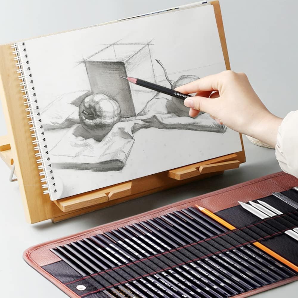 SYGA Sketch Pencil Set, 30 Pieces Charcoal Pen Eraser Pencil Set, Craft Knife, Canvas Roll Up Pencil Extender, Professional Art Carrying Bag for Beginner Artists 3