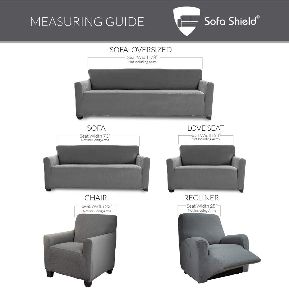 Sofa Shield Original Fitted 1 Piece Recliner Protector, Many Colors, Seat Width up to 28 Inch, Stretch Furniture Slipcover, Fastener Straps, Spandex Reclining Chair Slip Cover Throw for Pet, Chocolate