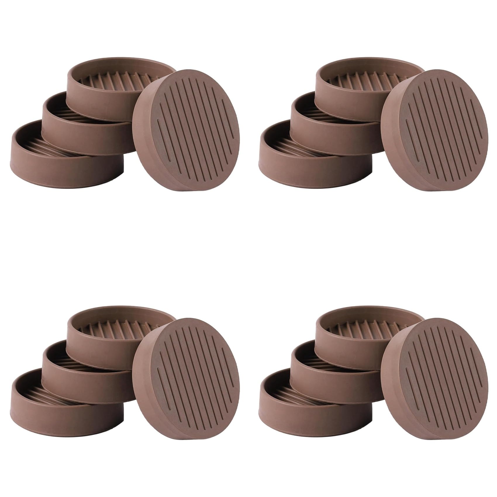 Hndhbfgrt 16Pcs Round Rubber Furniture Caster Cups, Anti-Sliding Furniture Pads Bed Stopper Floor Protectors Brown