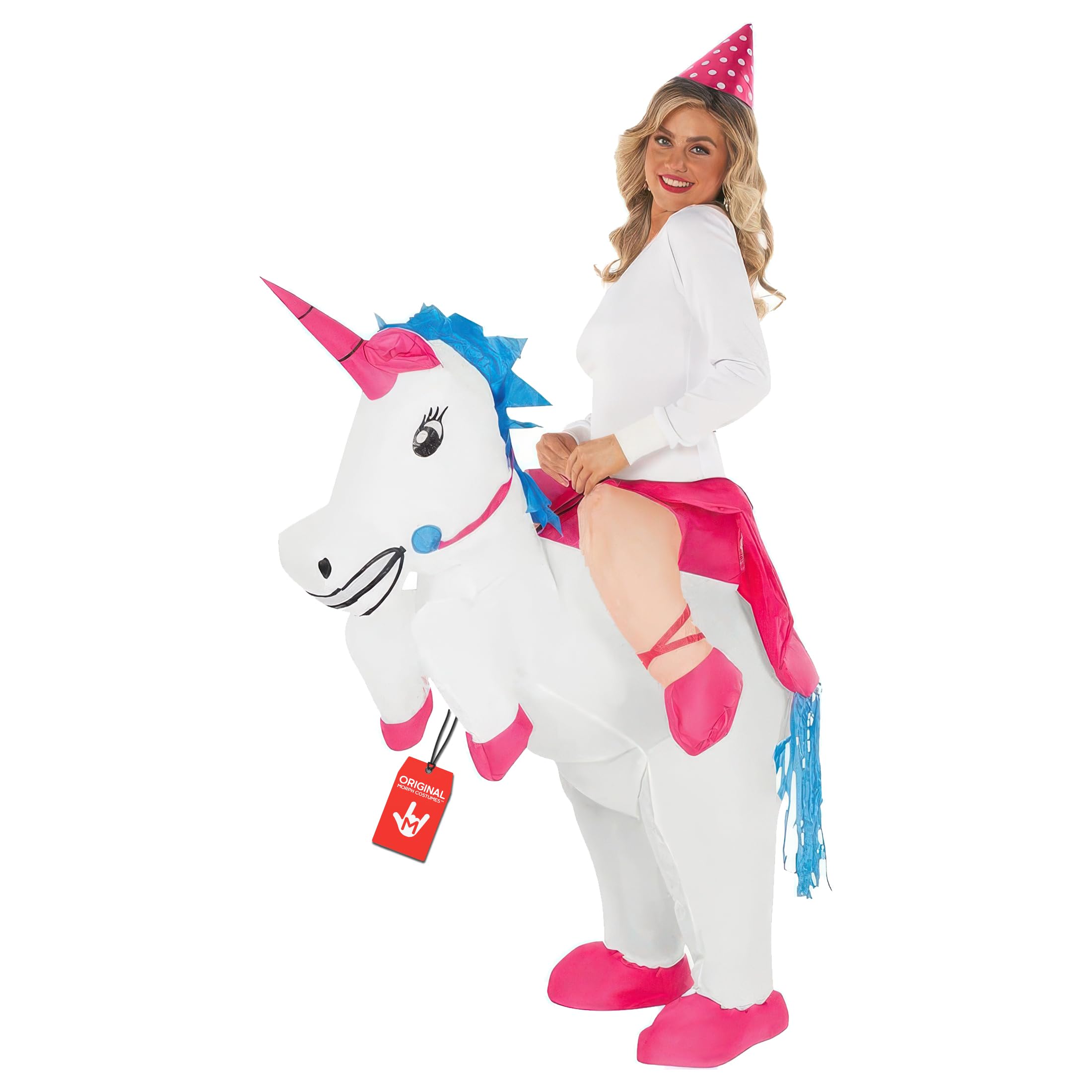 Adult Ride On Unicorn Inflatable Costume Magic Horse Fancy Dress Up Mens Womens