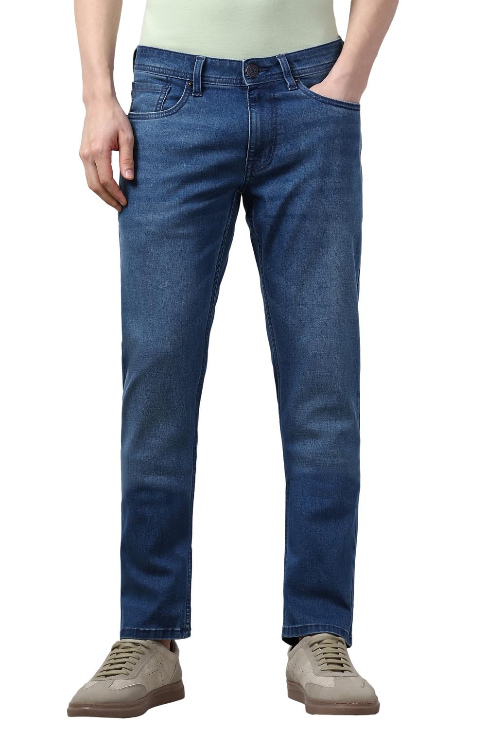 peter england Men's Slim Tapered Jeans | Denim Mid Wash | Casual Wear | Modern Fit-picture-22