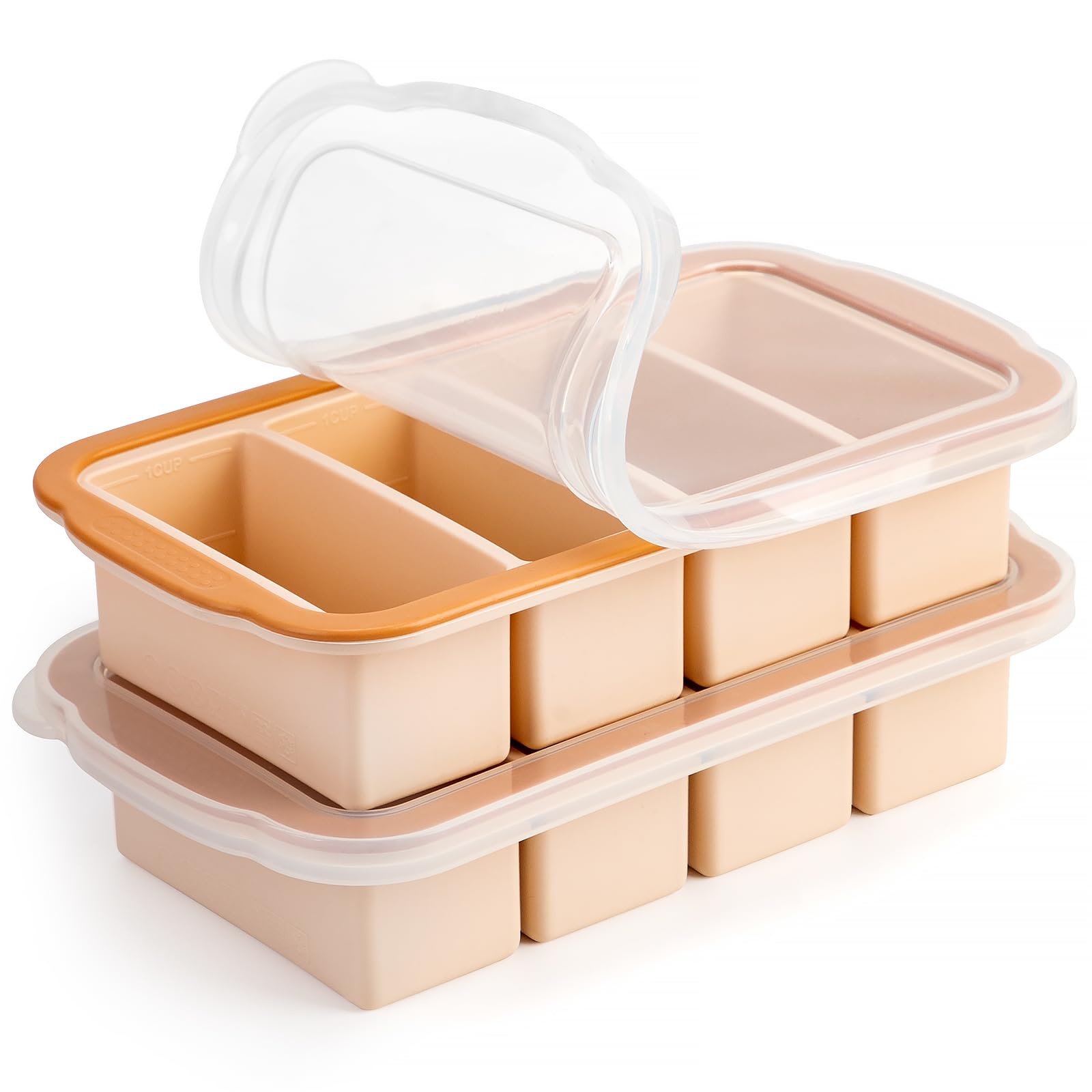 Aichoof 1 Cup Extra Large Silicone Ice Cube Freezing Trays – 2 Pack
