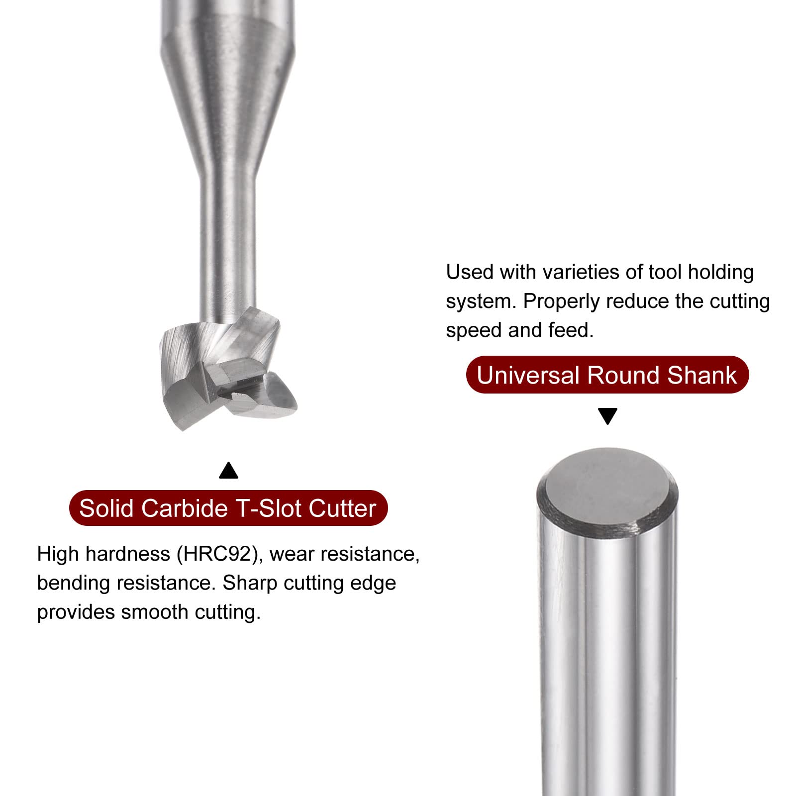 sourcing map Fraise à fente en T - 6 mm - Profondeur : 3 mm - Tige : 6 mm - En carbure massif - 3 cannelures - Fraise à fente en T pour aluminium, cuivre, alliage de zinc