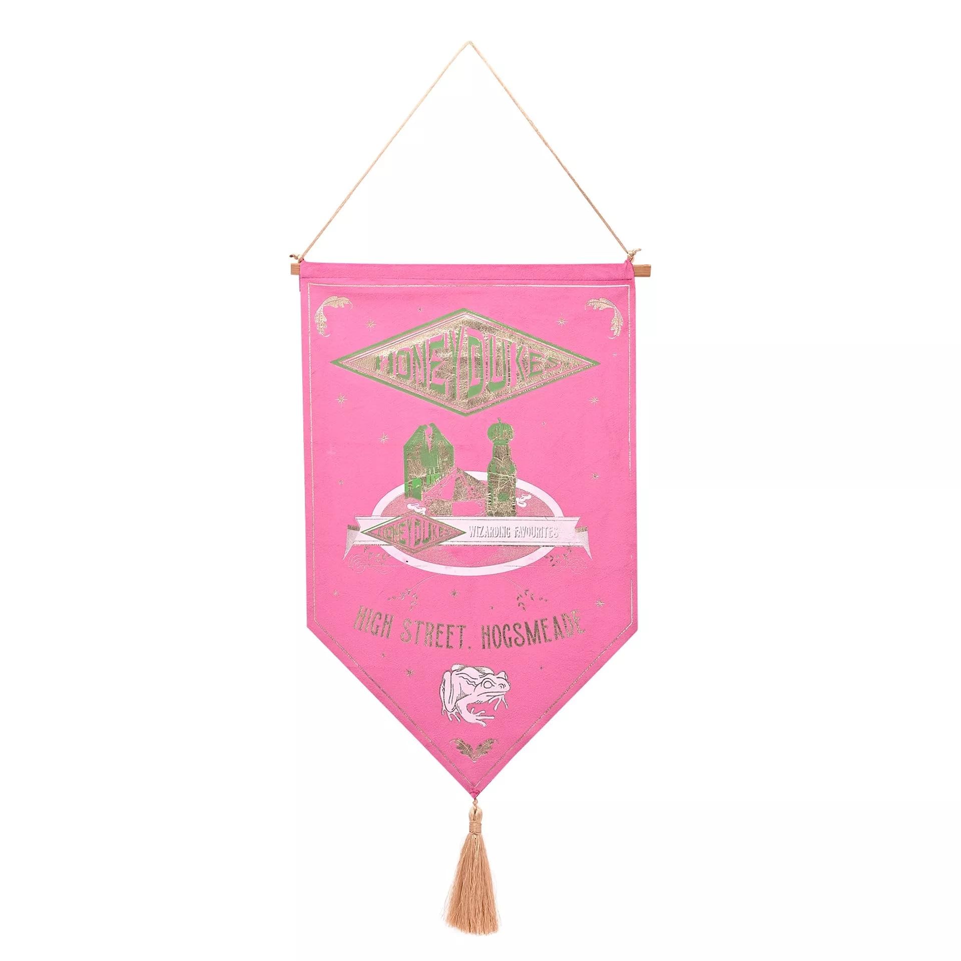 Warner Bros Harry Potter Alumni Banner Honeydukes, Pink Decorative Wall Hanging with Tassel, Magical Hogwarts Sweet Shop Theme