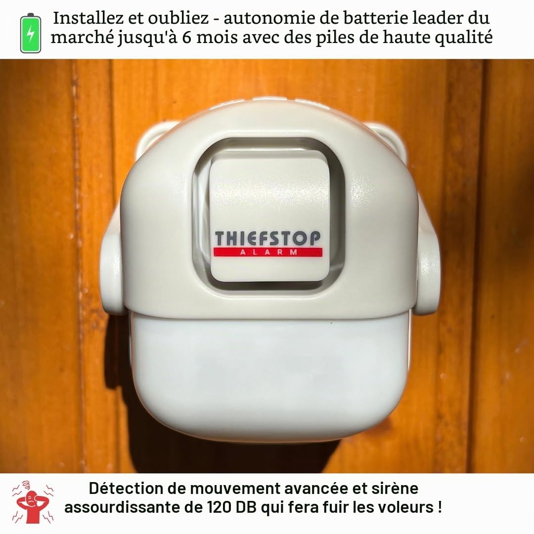 Alarme d'abri et détecteur de mouvement de sécurité domestique - Capteur PIR 120 dB - Alarme sans fil alimentée par batterie pour abri de jardin, garage, atelier, sécurité de camionnette