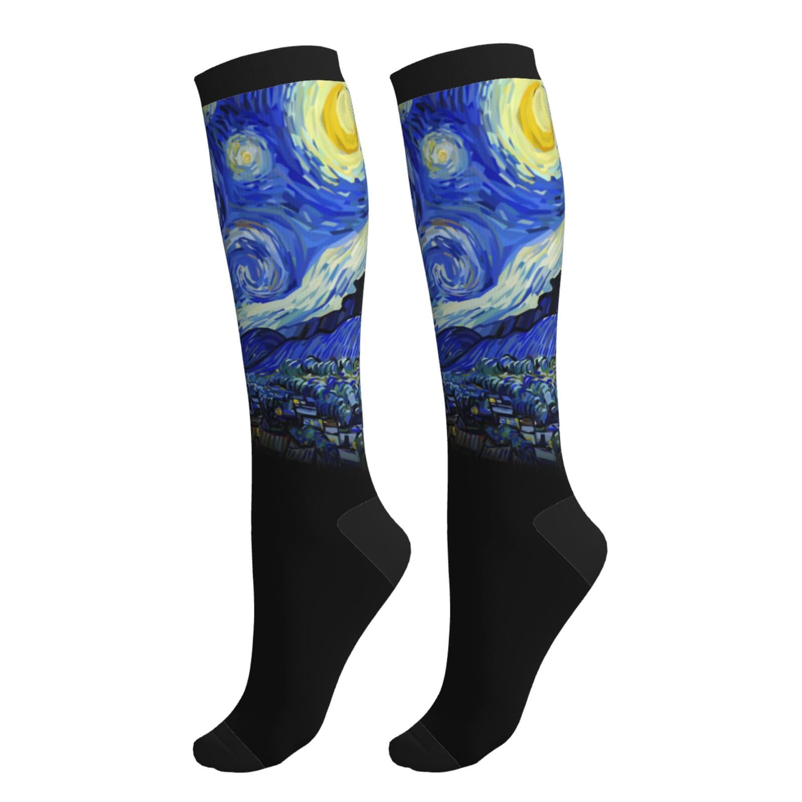 Yealedee Compression Socks Calf Knee High Support Socks Novelty For Women Men Athletic Running Hiking Nurse