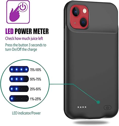 Miniatura 5 de Funda de batería para iPhone 13, 7000mAh delgada, portátil, recargable, inteligente, protectora, funda de carga compatible con iPhone 13 (6.1