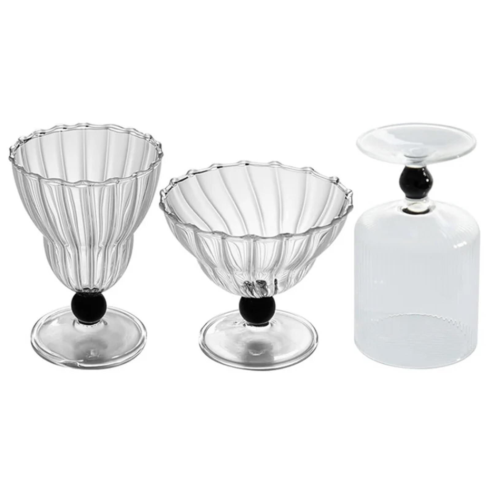 Coppe Gelato 2 calici Classici da Festa, Bicchieri da Gelato, Bicchieri in Vetro for succhi, Bevande, Dessert, Gelati, Buffet di Nozze per Dessert(A 200ml)