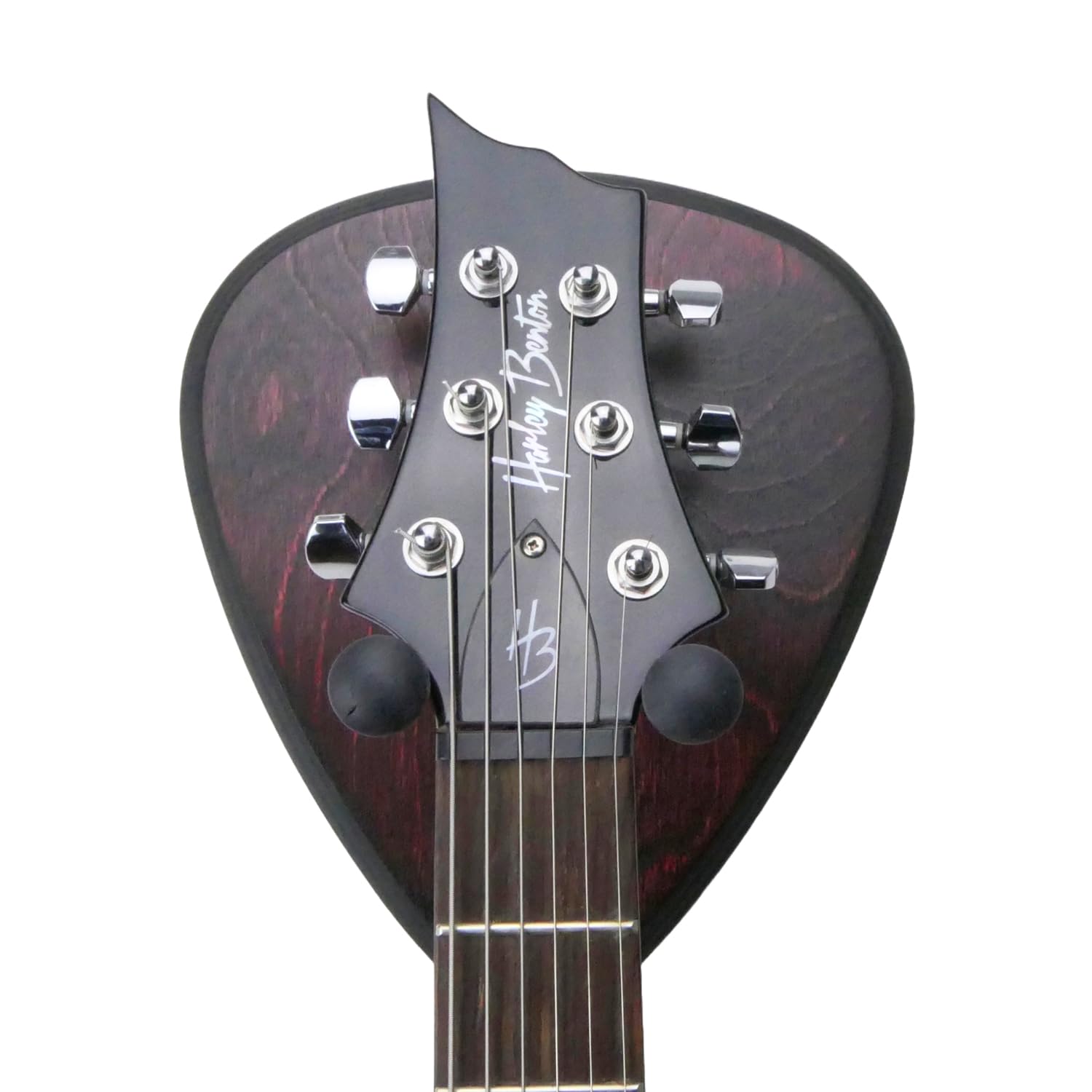 Unikat Gitarrenhalterung Wandhalter aus Holz Wandhalterung - Cherry-Rot Schwarz 23,5x23,5cm - Gitarrenhalter Modell DARK EDGE FOUR