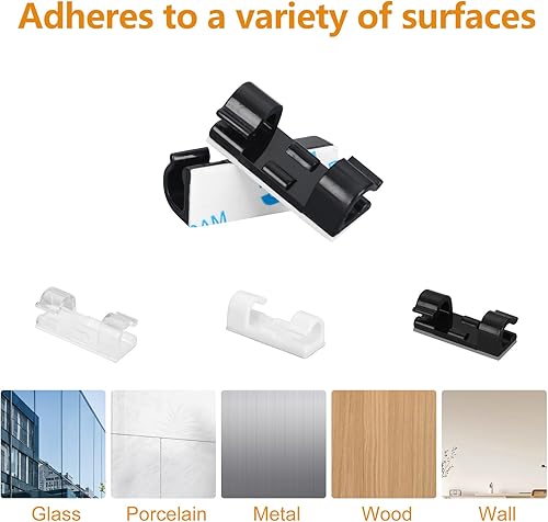 Miniatura 7 de 60 clips transparentes para cables con adhesivo 3M, soportes para cables debajo del escritorio, gestión de cables para pared, automóvil, Ethernet,