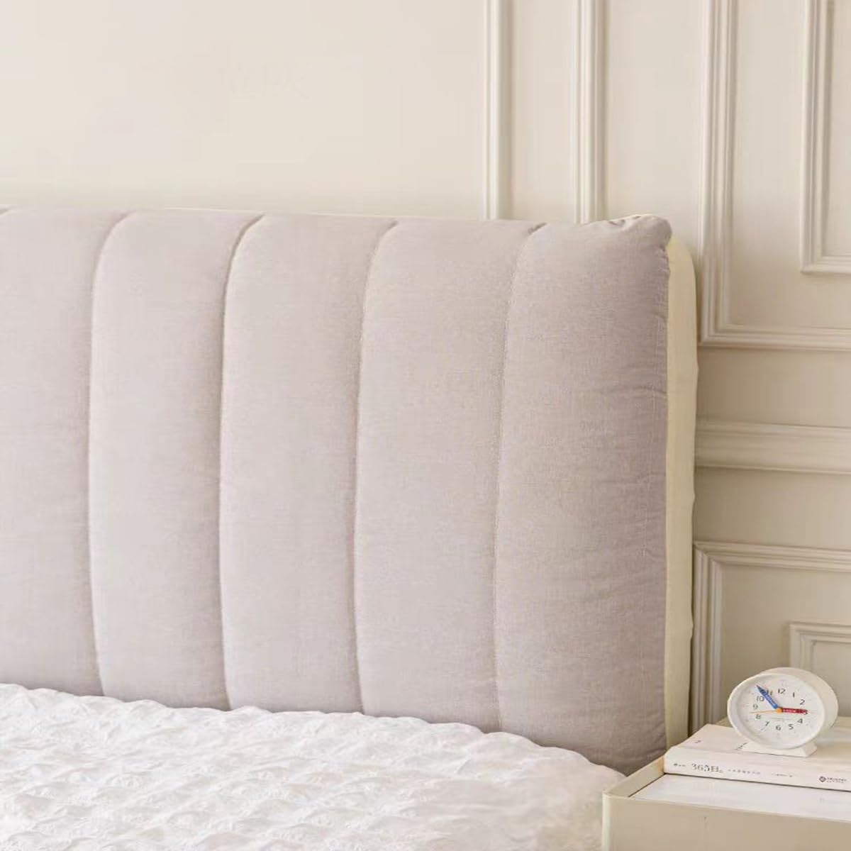 Fodera per testiera imbottita in morbido cotone beige, 180 x 60 cm, protezione per lo schienale del letto, per letti singoli o matrimoniali, arredamento elegante per camera da letto, confortevole e