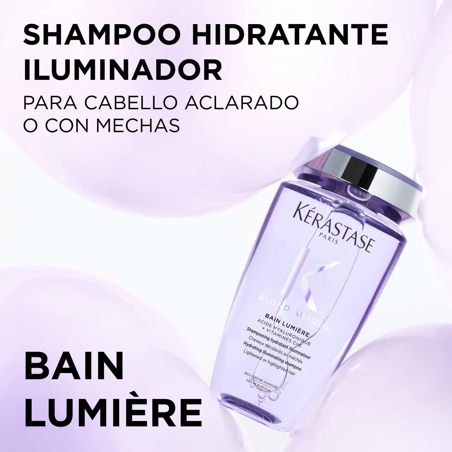 KERASTASE Blond Absolu - Bain Lumière - Shampoing Hydratant & Illuminateur - Cheveux 8 fois Plus Brillants & 11 Fois plus Forts - Cheveux Blonds Décolorés ou Méchés - 250 ml