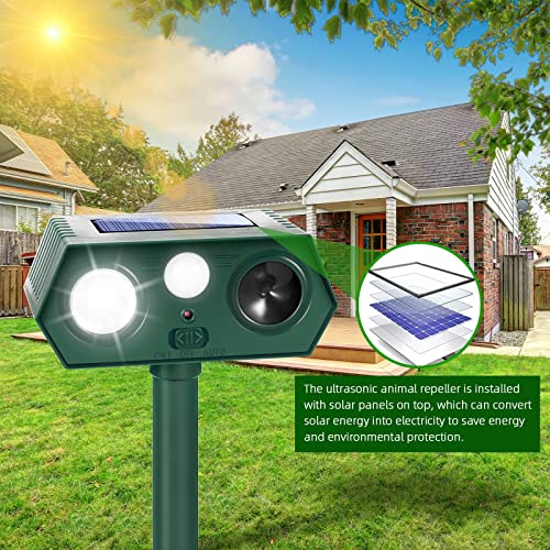 Jahy2Tech 2 Pack Solar Animal Repellent Ultrasonic Animal Deterrent Outdoor With Motion Sensor & Flash Light For Deer Squirrel Cat Skunk Rabbit Dog Raccoon, Waterproof Cat Repellent Dog Repellent For Yard Lawn thumb #4