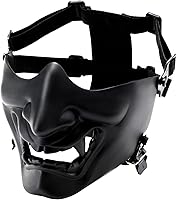Vista 2 de Airsoft Mask Protective Fashion Half Face Mask Outdoor Game Mask Tactical Prajna Face Hannya Oni Motorcycle Evil Demon Knight for Halloween Cosplay