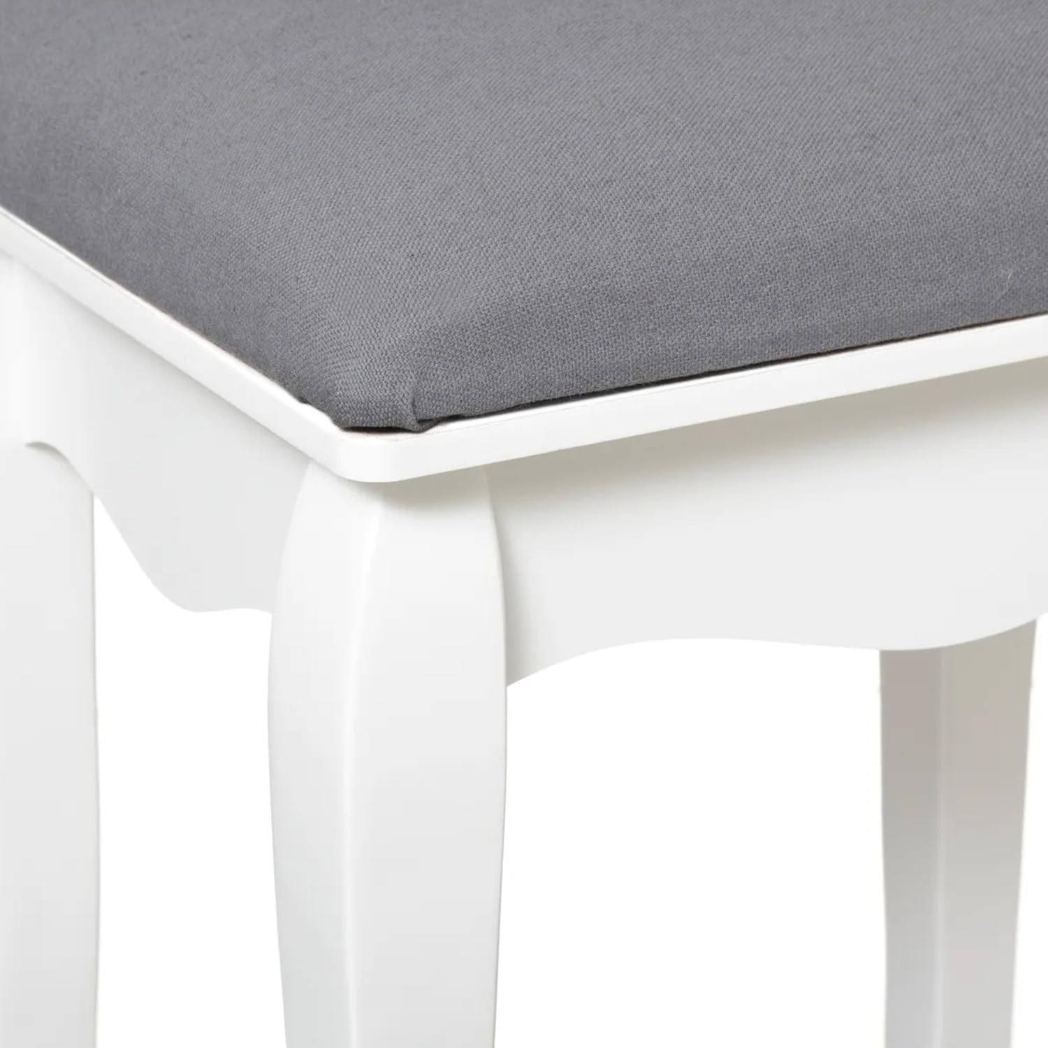 TIENDA EURASIA – Taburete Auxiliar Aurell | Color Gris y Blanco | Medidas: 35x28x45 cm | Taburetes Bajos | Espuma de Poliuretano, Poliéster, Álamo y Panel de Fibra de Madera | Taburete Tocador