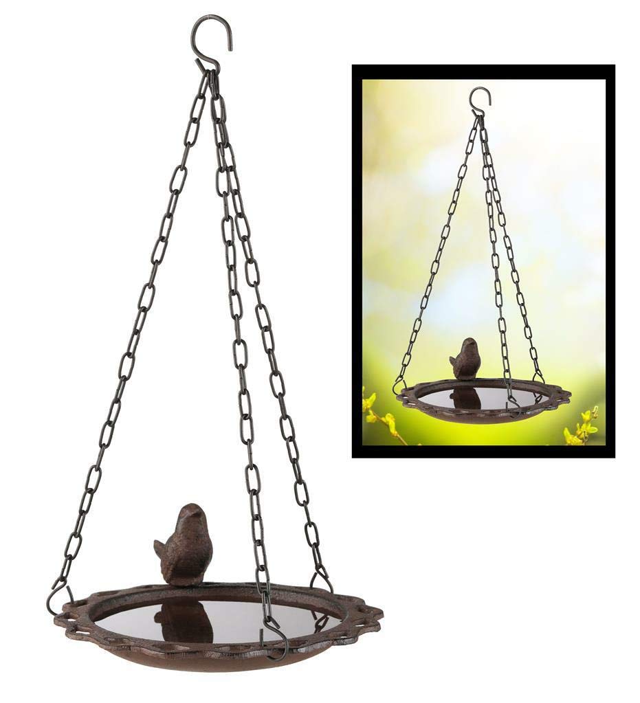 Bambelaa! Abreuvoir à oiseaux en fonte pour jardin, abreuvoir pour oiseaux, eau, mangeoire, abreuvoir suspendu, 1 pièce à suspendre