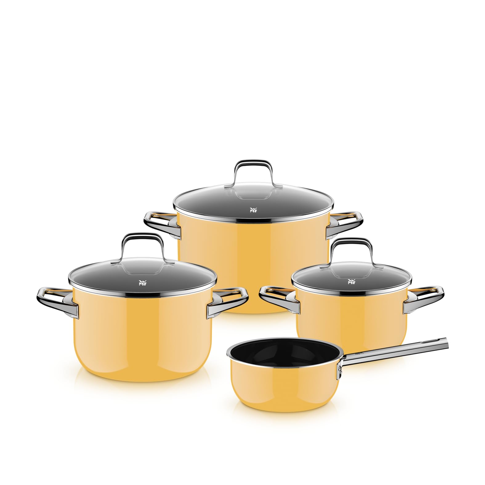 WMF Fusiontec Essential Pro, 4-teiliges Topf-Set, langlebiges, kratzfestes Material, Topfset Induktion, für alle Herdarten geeignet, Made in Germany, Mango Yellow, 0521455290