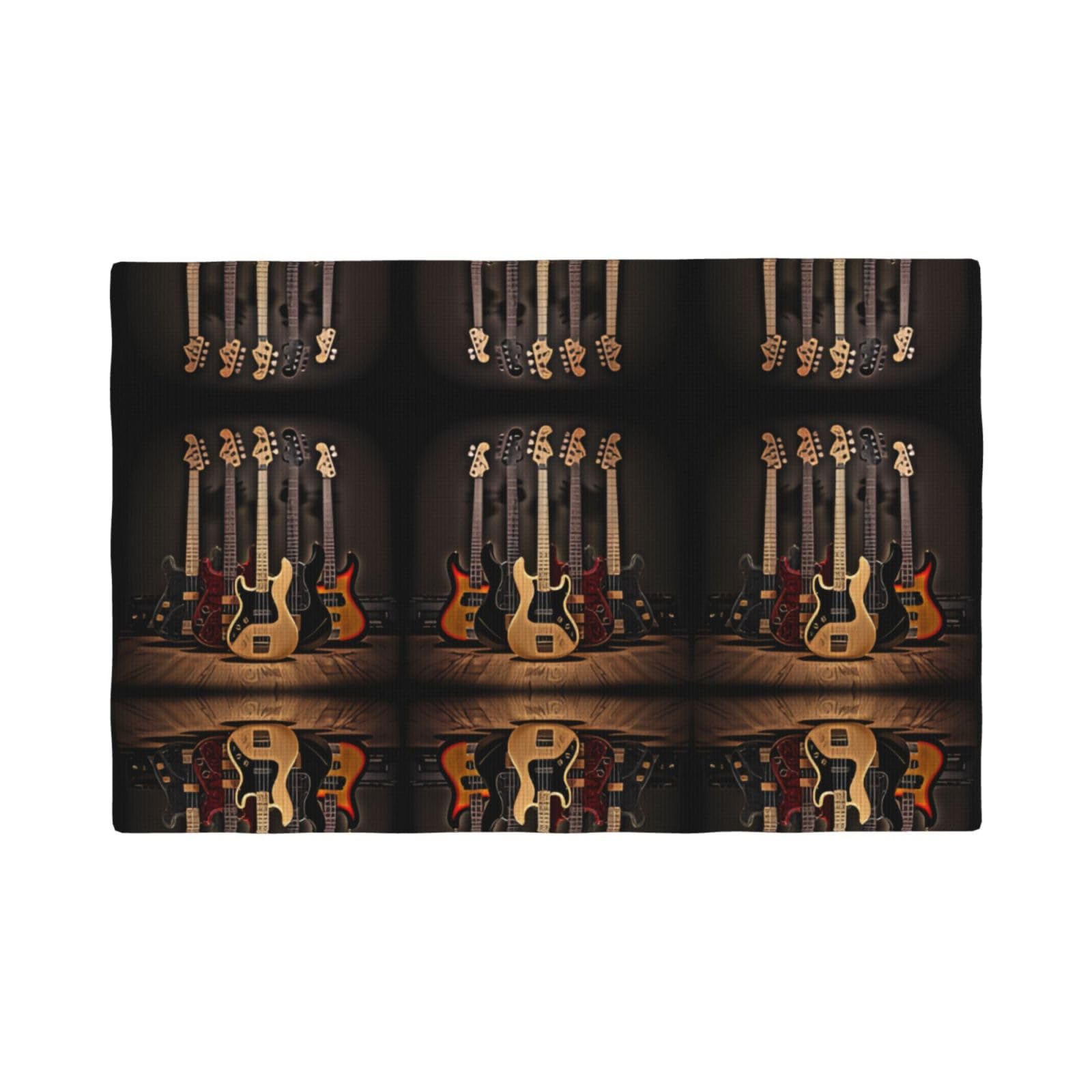 Guitar Bass Music Musical Instruments Imitation Linen Placemat – Elegant Double-Sided Printed Table Mat for Home, Dining, Weddings