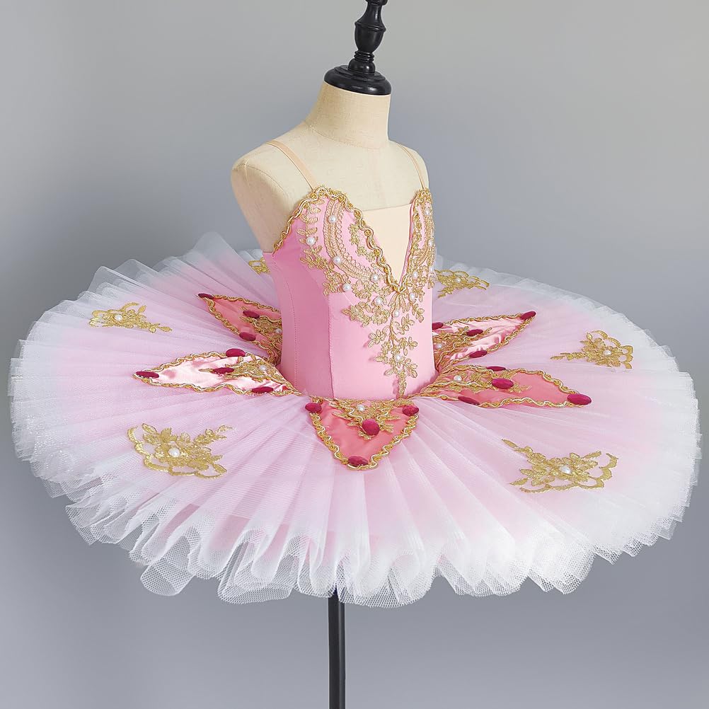 tutù da Danza Classica Professionale per Bambine Gonna da tutù Pancake da Ballerina Abito Gara per Danza del Cigno