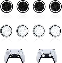 Silicone Joystick Caps 8 Pieces Non-Slip Gamepad Caps High-Quality Silicone Material Controller Sticks Grips for PS5/PS4/PS3 (Black/White)