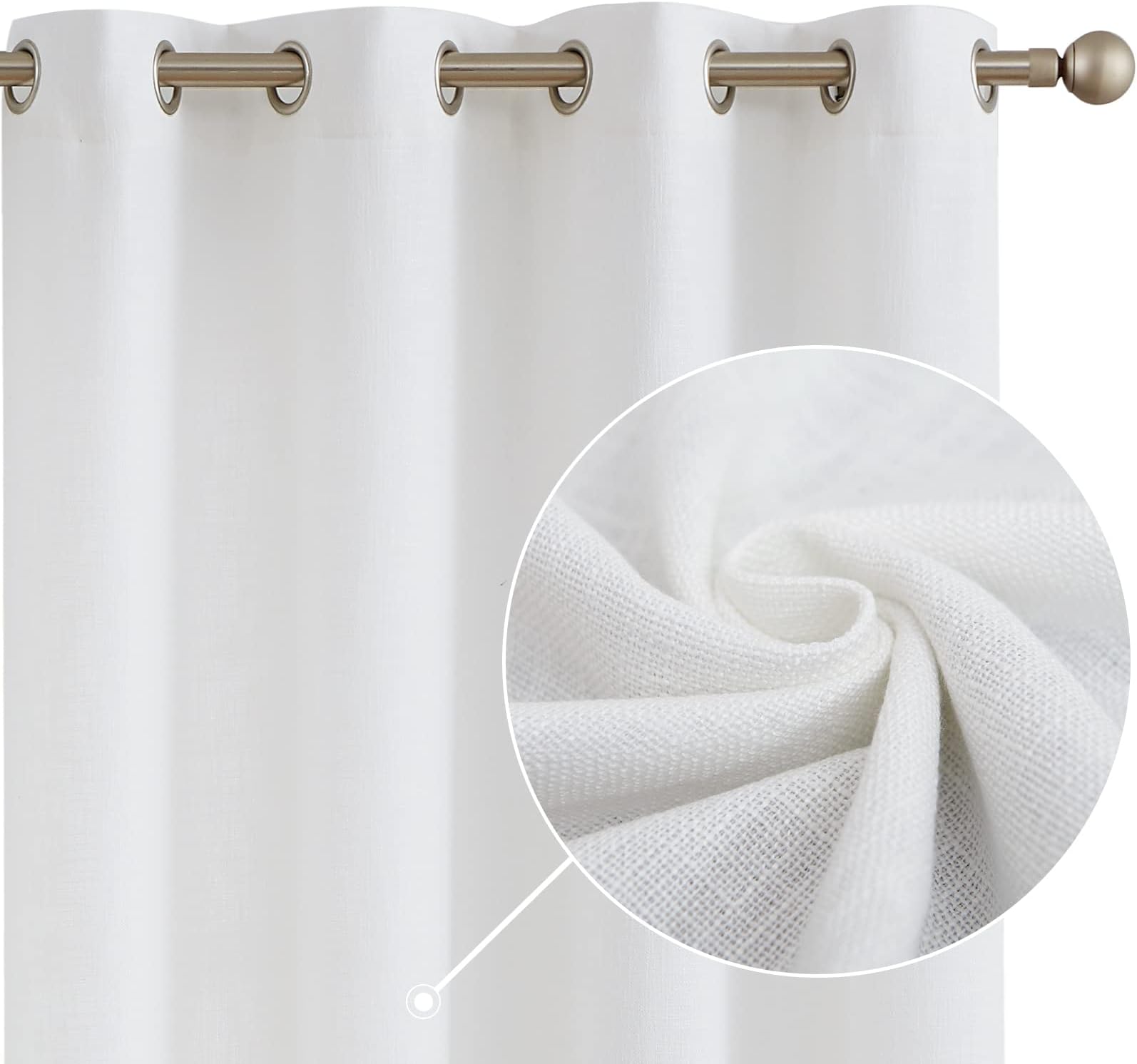Lazzzy Flax Linen Textured Curtains Farmhouse Burlap Door Curtains for Bedroom Living Room Light Filtering Window Curtain Drapes Set of 2 Panels 72 Inch Length White
