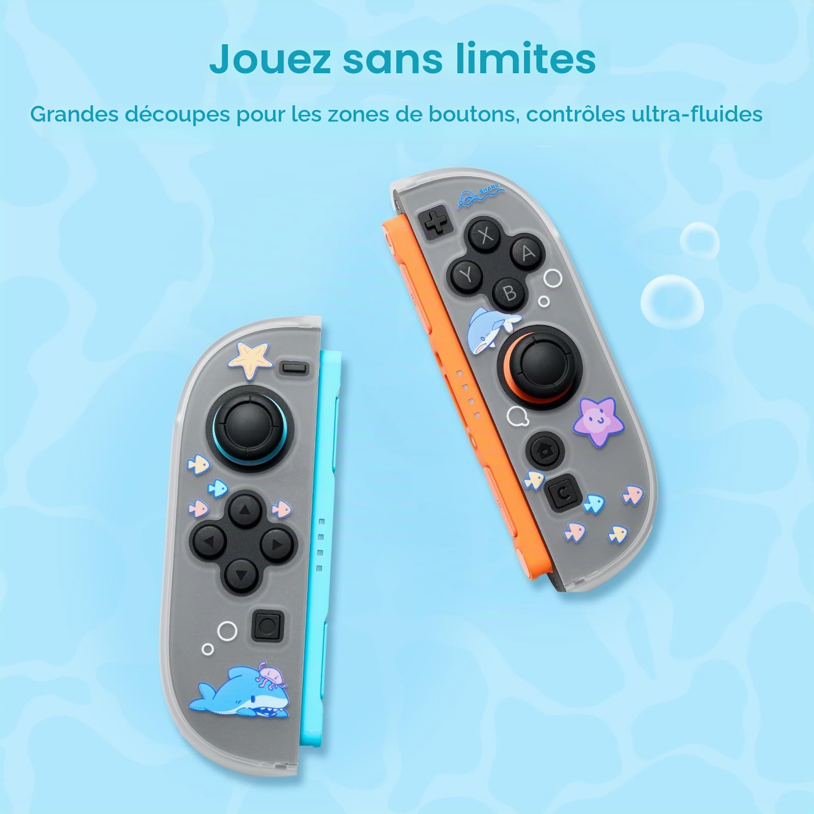 GeekShare Étui mince compatible avec Switch 2, protection contre les chocs et anti-rayures en plastique rigide pour console de jeu Switch 2 - Shark Party