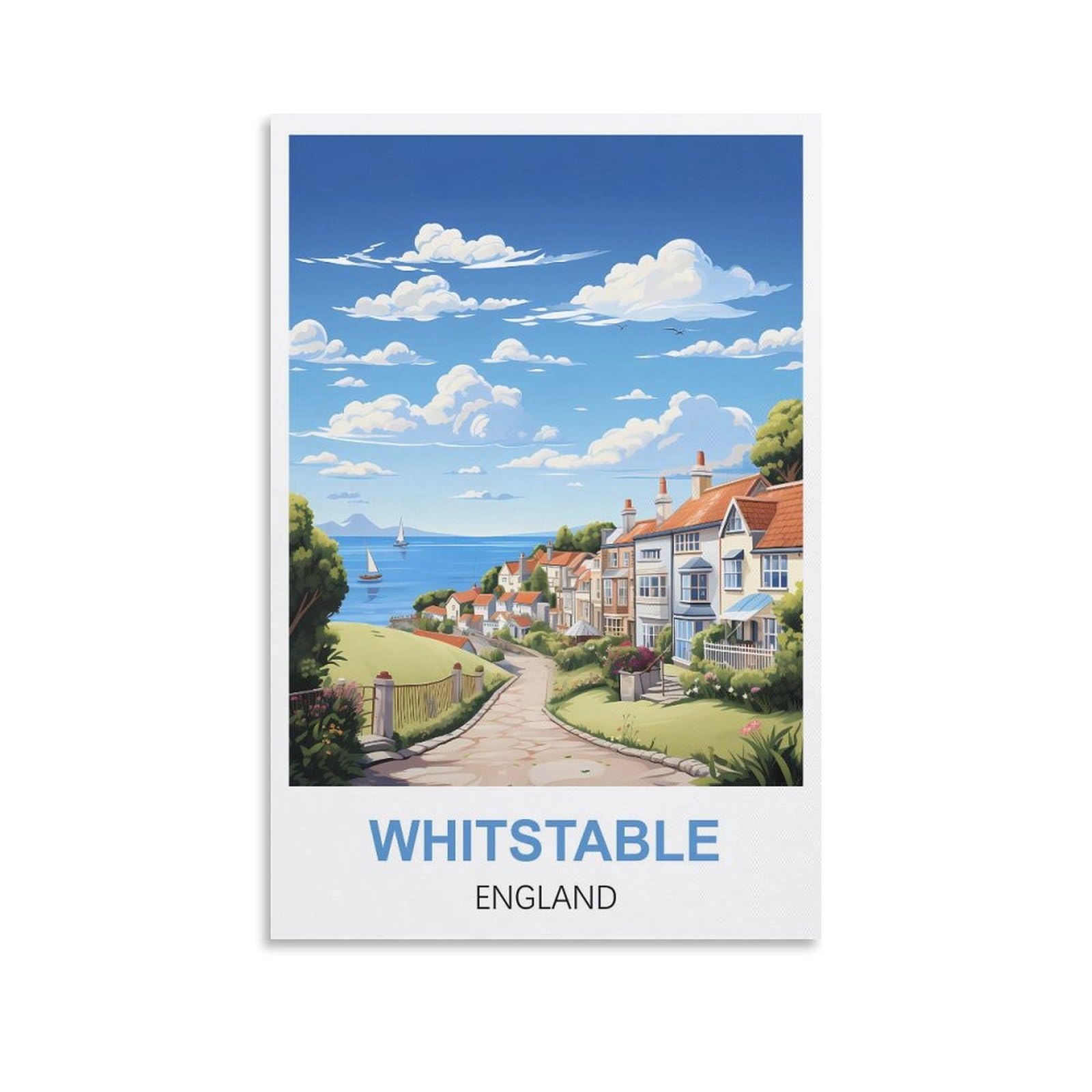 Whcheeh Unframe-Style Whitstable England Vintage Travel Poster 08X12inch(20X30cm) Canvas Art Print Wall Art Decor Picture