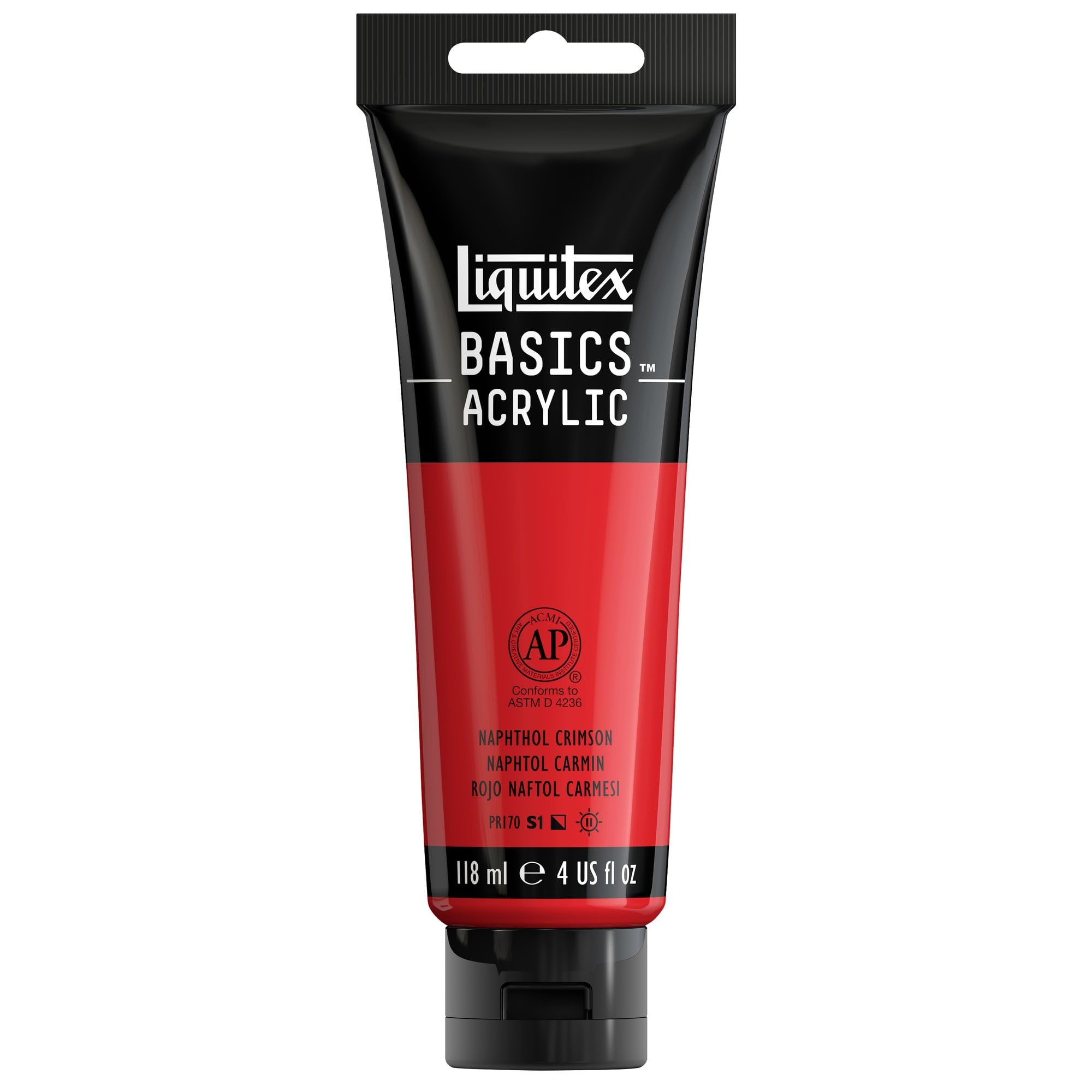 Liquitex BASICS Acrylic Paint Naphthol Crimson (4 oz / 118 ml) | Artist-Grade Heavy Body Paint - main product image