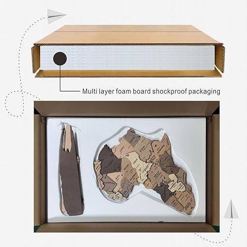 Miniatura 9 de Mapa del mundo de madera 3D, mapa de pared de madera, regalo de inauguración de la casa, mapa del mundo, decoración artística de pared, mapa de