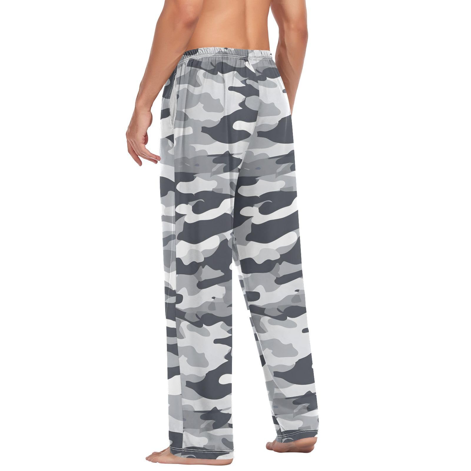 Pantalones de Pijama de Camuflaje Gris, Pantalones de Descanso para Hombre, Pantalones de Pijama súper Suaves para Hombre con Bolsillos y cordón