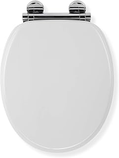 Croydex Flexi-Fix Lucerne Always Fits Never Slips Slow Close Toilet Seat, Wood, White, 45 x 37.8 x 6 cm